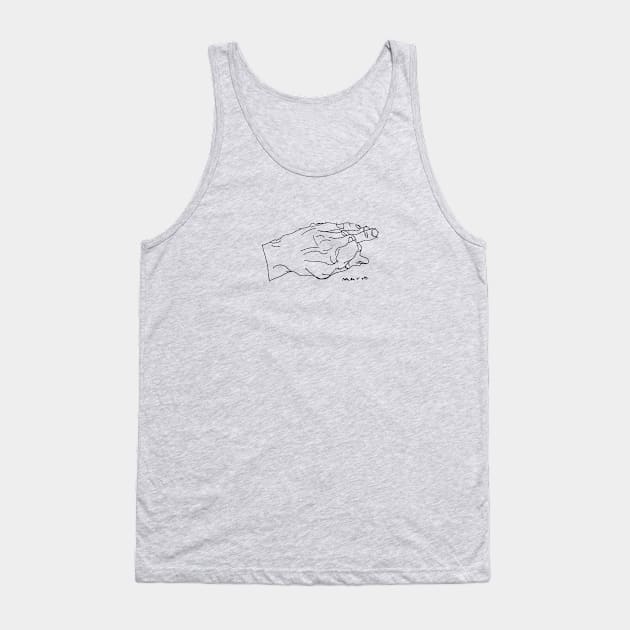 drawing of hand black line Tank Top by croquis design